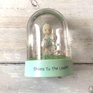 Precious Moments Miniature Snow Globe Vintage 90s Cheerleader Cheer 4in Tall